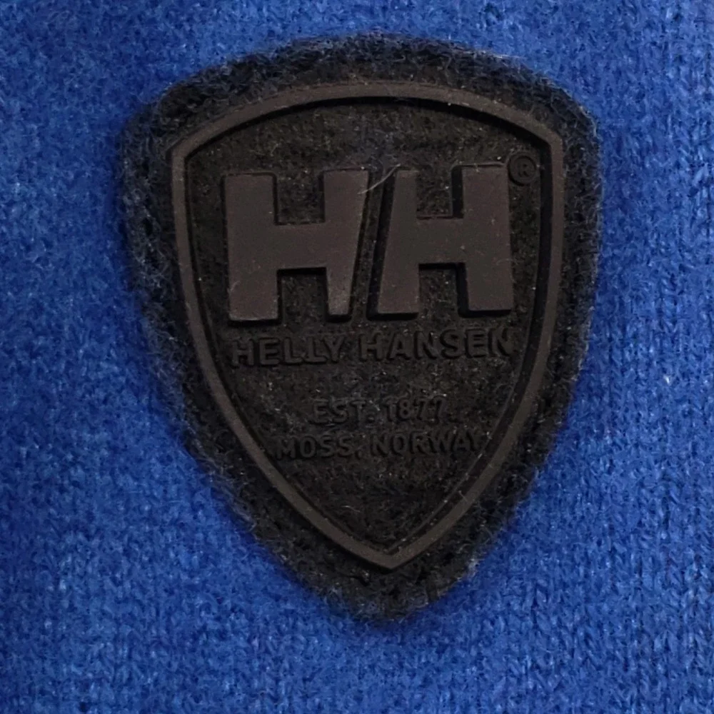 Helly Hansen Carv Knitted Sweater Mens Medium Blue Wool Blend Ribbed Pullover